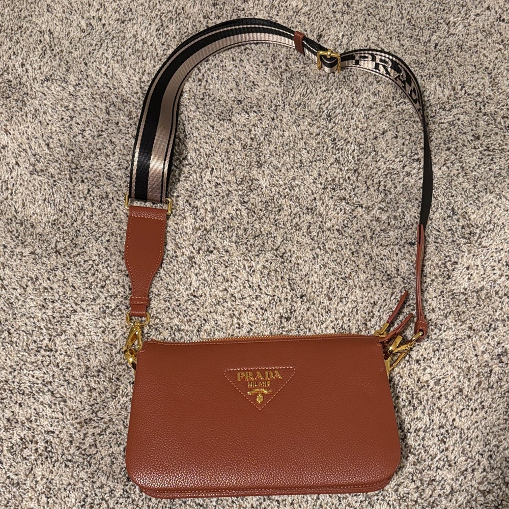 Prada Tan Leather Crossbody Bag